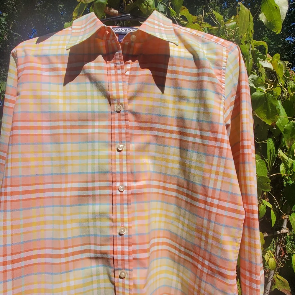 LAND'S END Long-Sleeve, Button Down Shirt Plaid Pattern Woman M (10-12) EUC - Picture 4 of 11